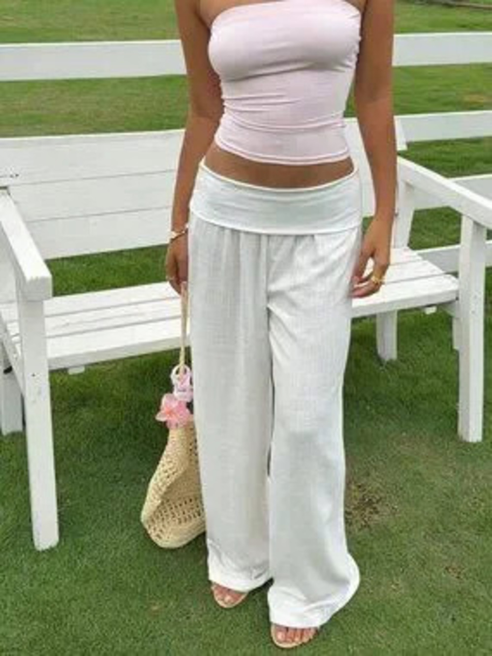 ZARA White Casual Women's Low Wasit Wide Leg Pants